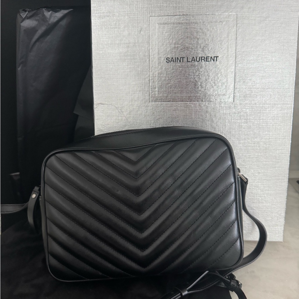 Saint Laurent Black Chevron Crossbody Bag - Picture 8 of 15